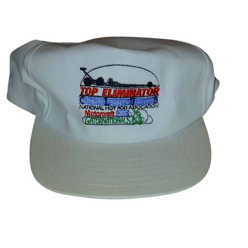 The Sportsman NHRA Hat Adult OSFM White Gatornationals Motorcraft Racing Vintage